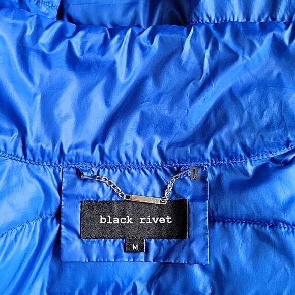 BLACK RIVET Casual Blue Puff Jacket size M Warm Fall Winter - Picture 11 of 13